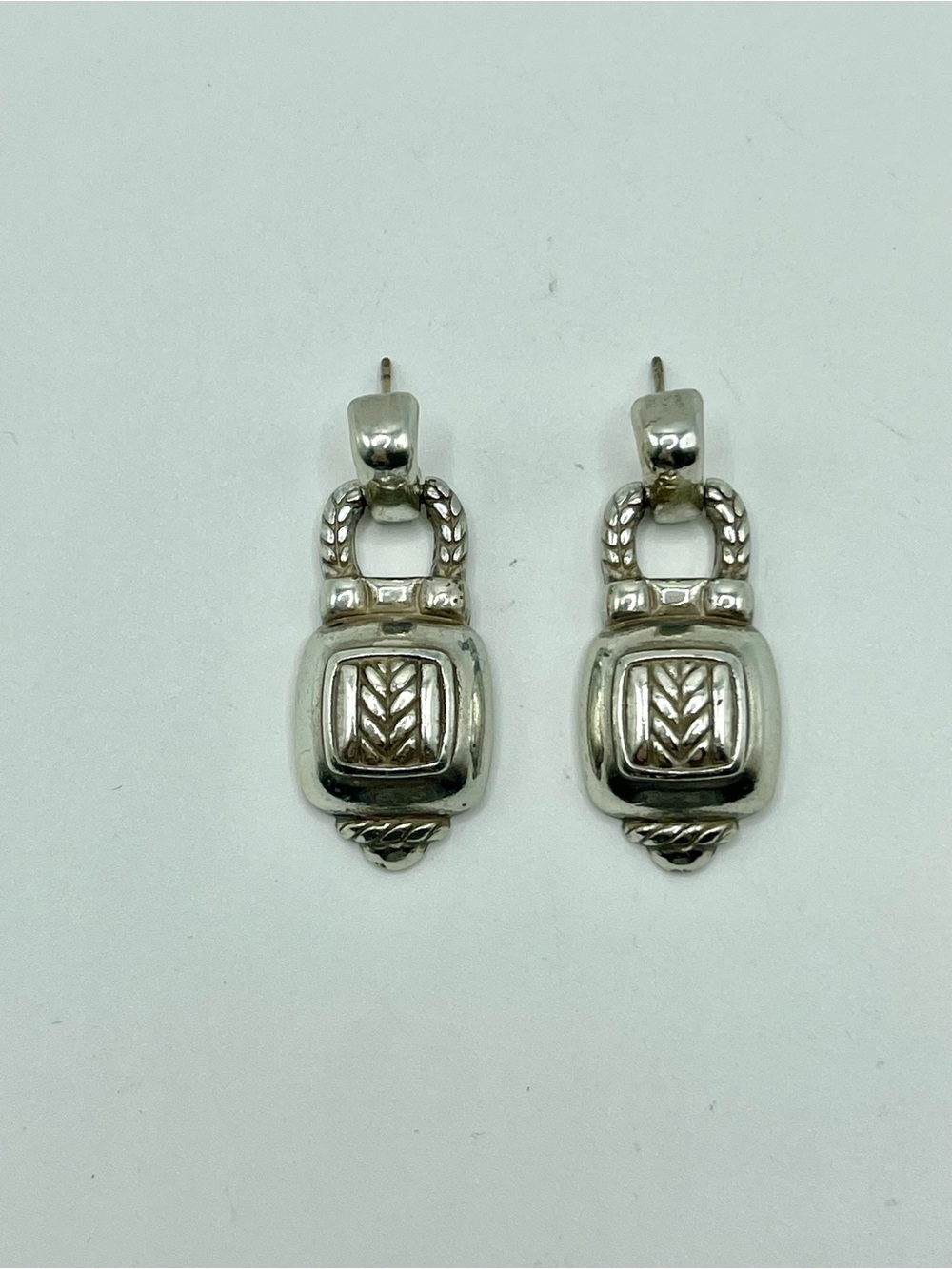 Brighton Silver Tone Door knocker Drop Earrings with Braided Detail
